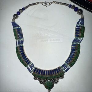 tibetan inlaid Collar/choker  necklace turquoise And Lapis Lazuli